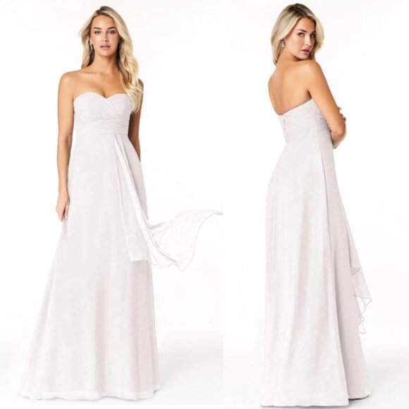 NWT AZAZIE Verde Sweetheart Strapless Flowy Layered Chiffon Bridal/Wedding Dress - Picture 1 of 14